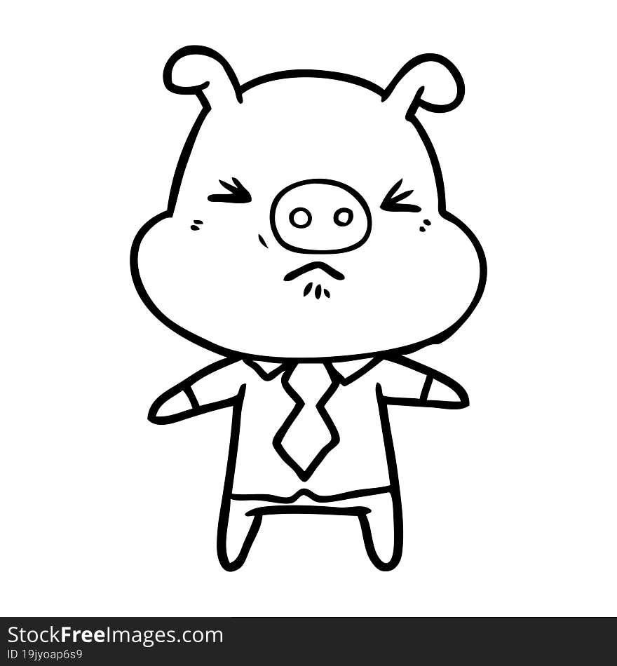 cartoon angry pig in shirt and tie. cartoon angry pig in shirt and tie