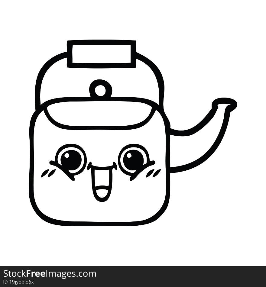 line drawing cartoon kettle