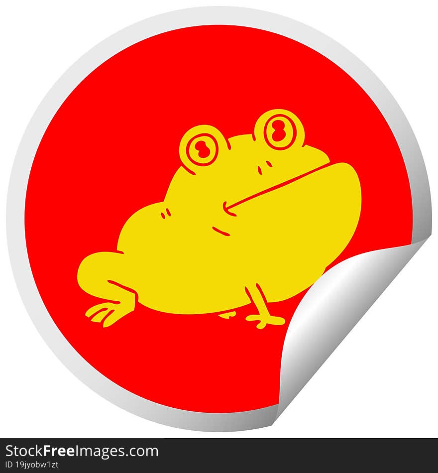 quirky circular peeling sticker cartoon frog