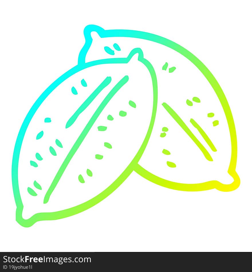 cold gradient line drawing of a cartoon leaf