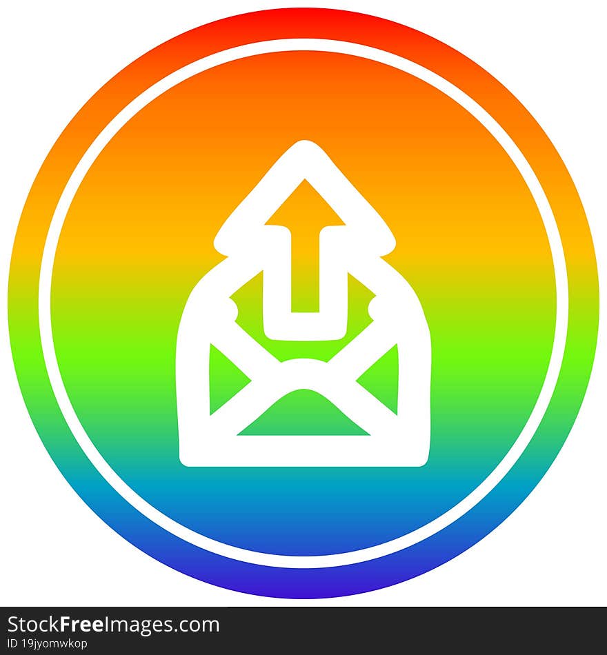 send email circular icon with rainbow gradient finish. send email circular icon with rainbow gradient finish