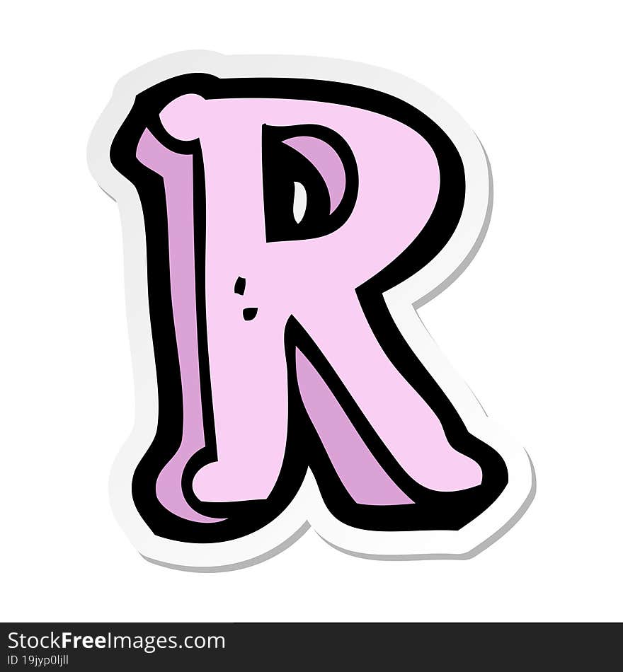 sticker of a cartoon letter R