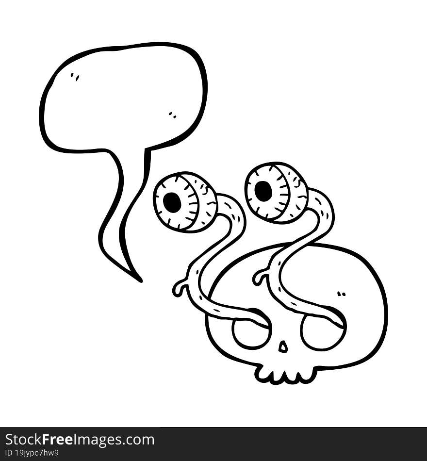 gross freehand drawn speech bubble cartoon skull with eyeballs. gross freehand drawn speech bubble cartoon skull with eyeballs