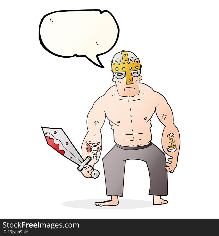 Speech Bubble Cartoon Warrior