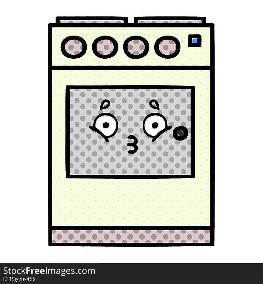 comic book style cartoon kitchen oven