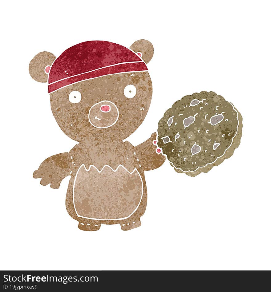 cartoon teddy bear with cookie