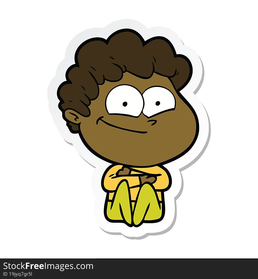 sticker of a cartoon happy man