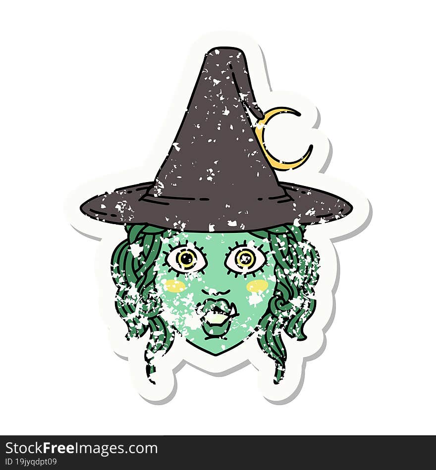 half orc witch character face grunge sticker