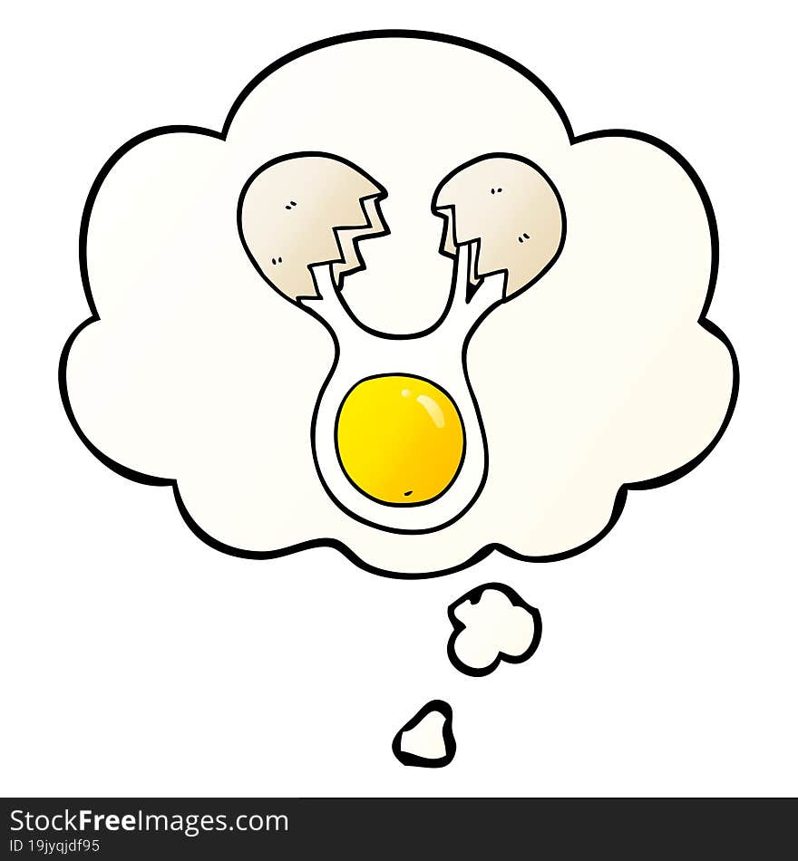 Cartoon Cracked Egg And Thought Bubble In Smooth Gradient Style