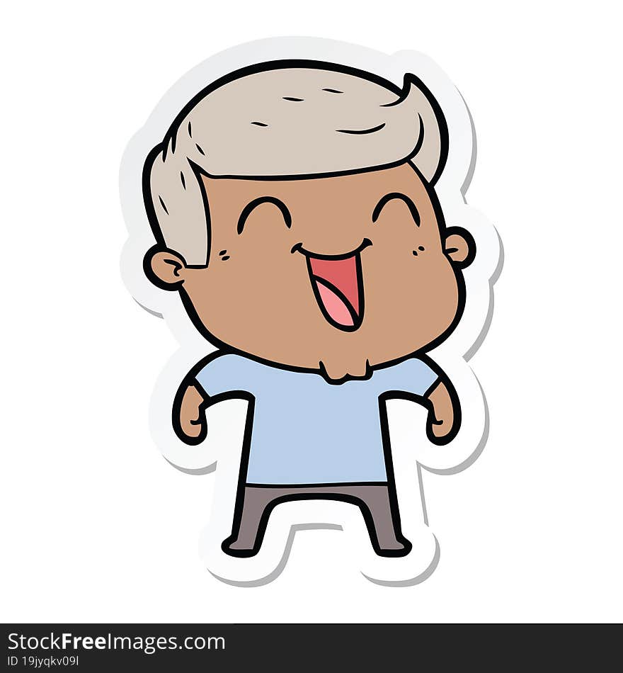 Sticker Of A Cartoon Man Laughing