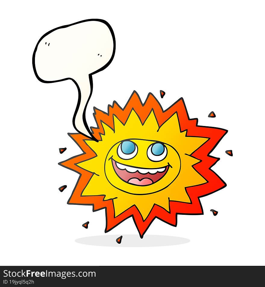 happy speech bubble cartoon sun