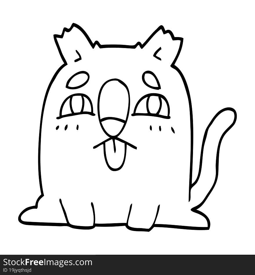 Line Drawing Cartoon Funny Cat