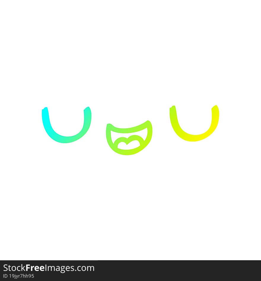 cold gradient line drawing cute cartoon face