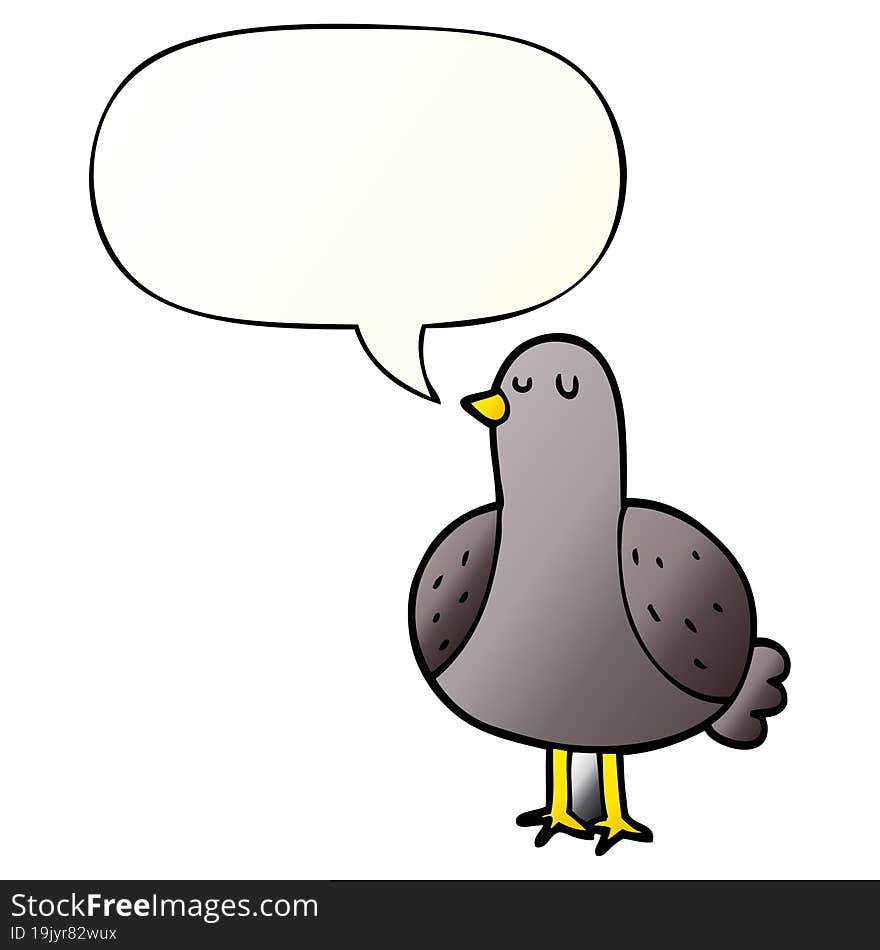 cartoon bird and speech bubble in smooth gradient style