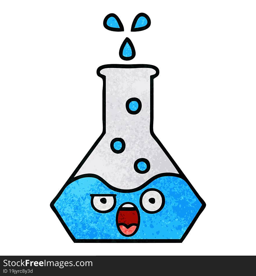 retro grunge texture cartoon science beaker