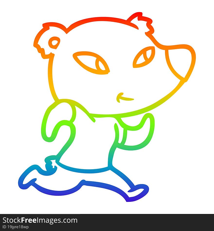 rainbow gradient line drawing cute cartoon bear