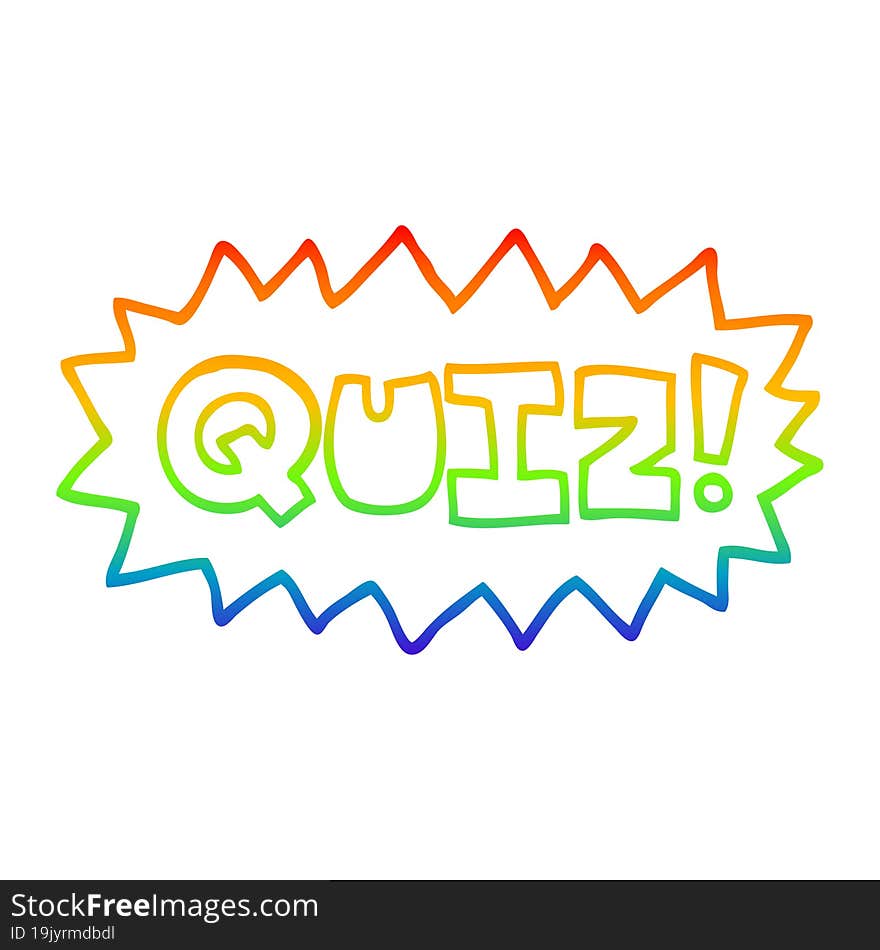 Rainbow Gradient Line Drawing Cartoon Quiz Sign