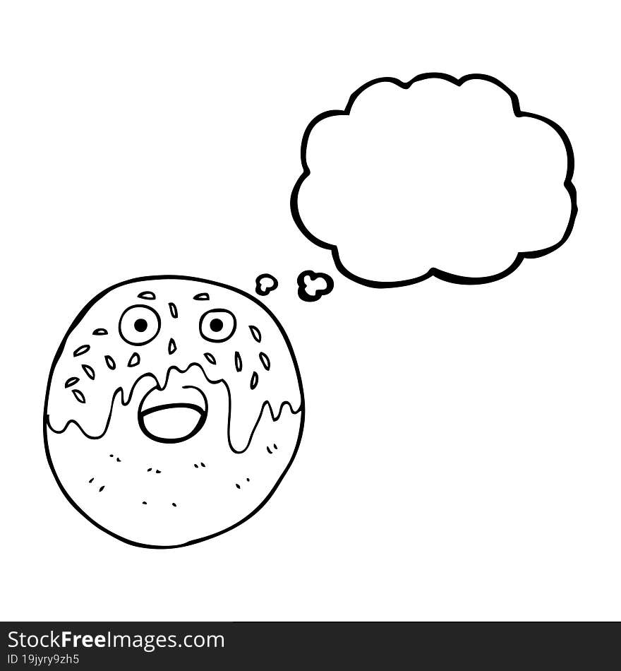 freehand drawn thought bubble cartoon doughnut