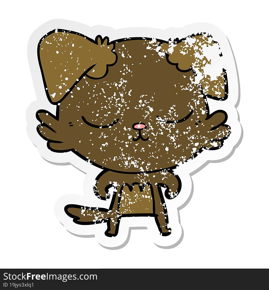 distressed sticker of a cute cartoon dog