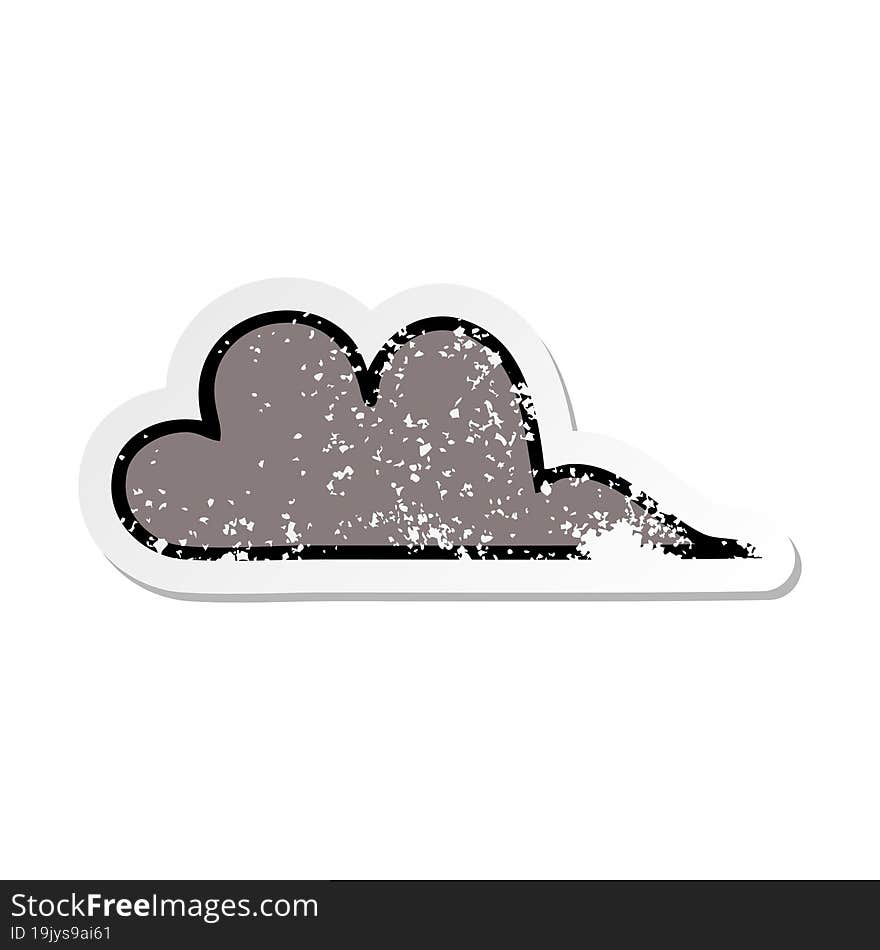 distressed sticker of a cute cartoon storm cloud