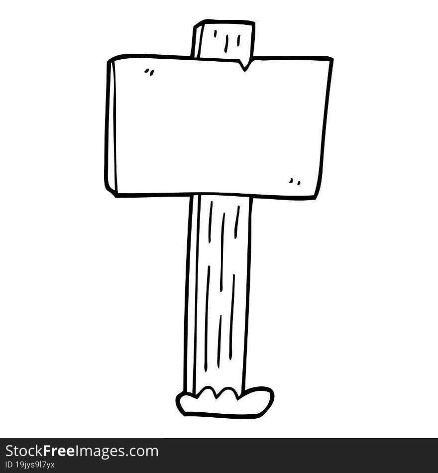 line drawing cartoon sign post