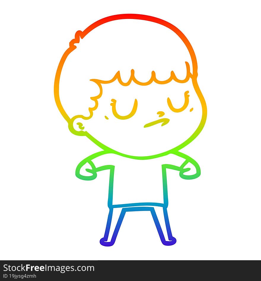 rainbow gradient line drawing cartoon grumpy boy