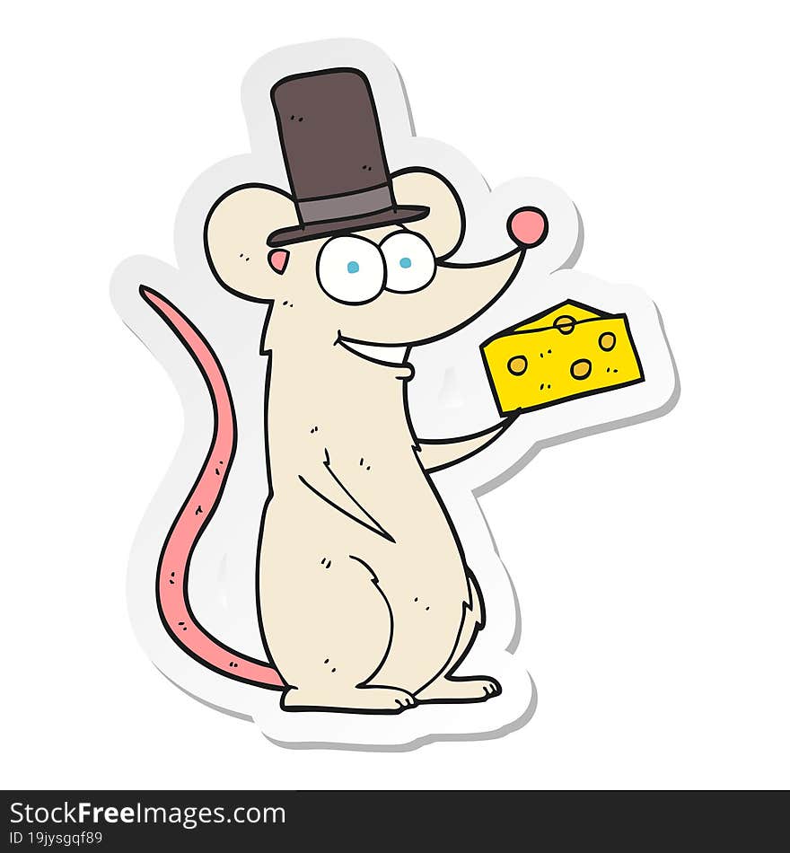 sticker of a cartoon mouse with cheese