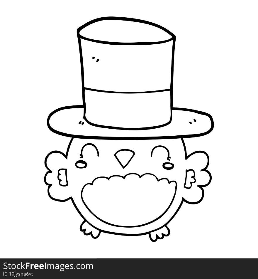 Cartoon Owl Wearing Top Hat