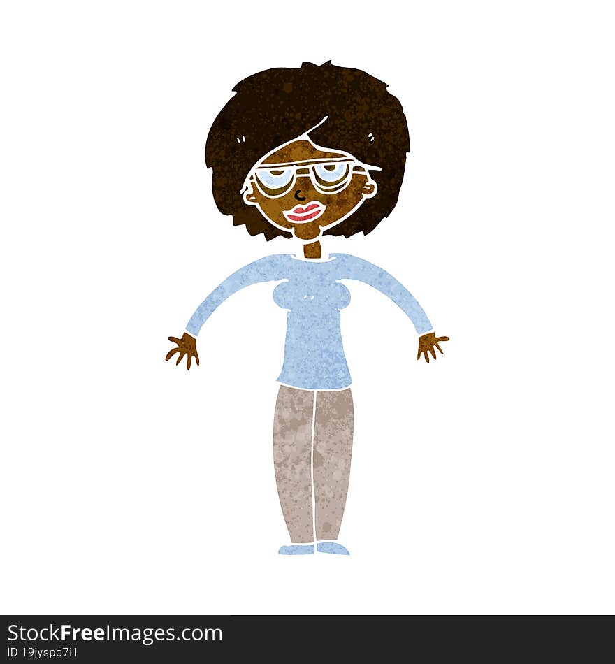 cartoon woman shrugging shoulders