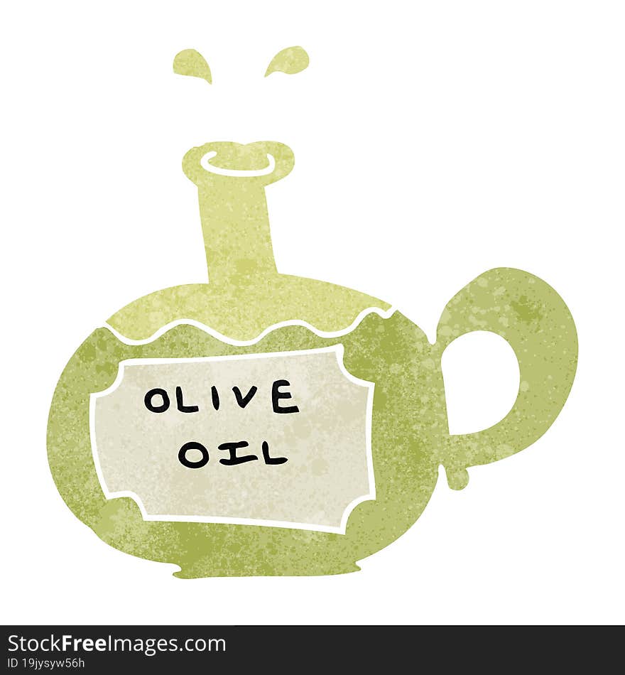 freehand retro cartoon olive oil