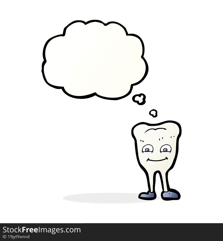 cartoon tooth   with thought bubble