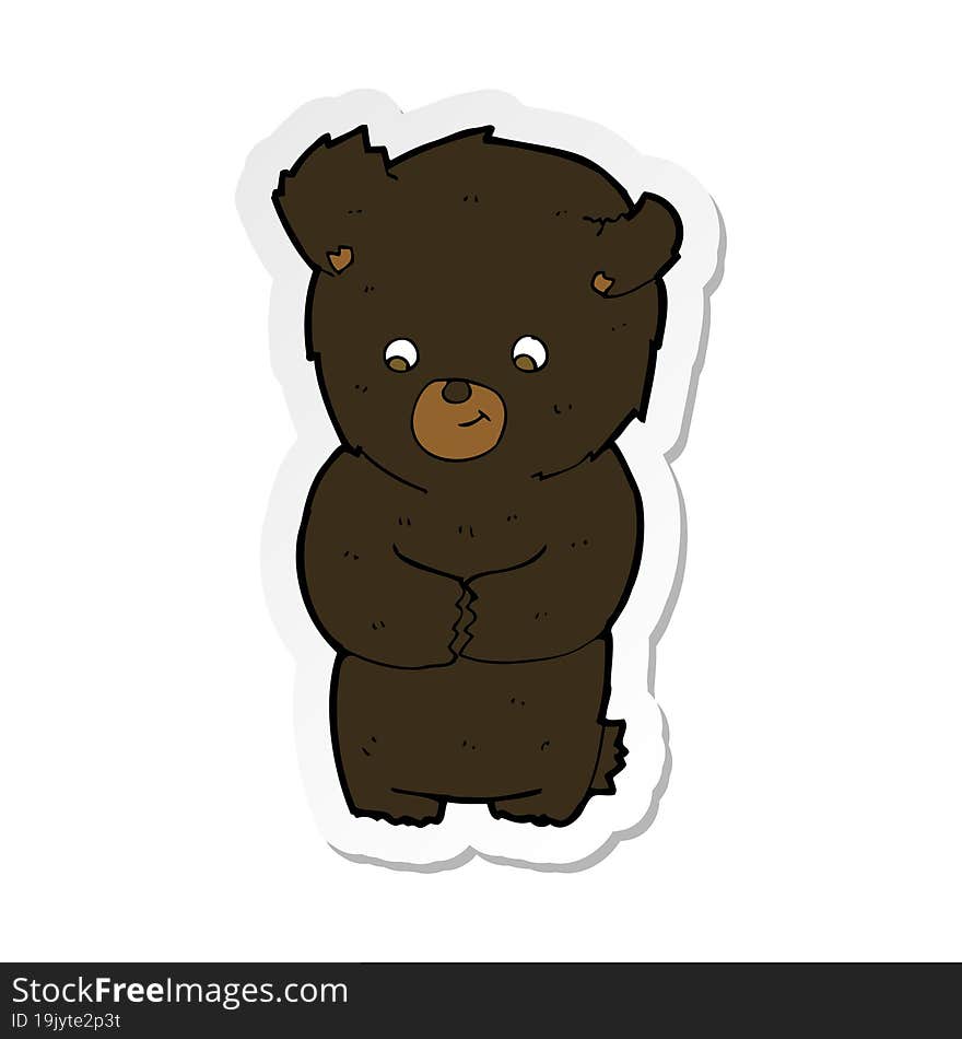 Sticker Of A Cute Cartoon Black Bear