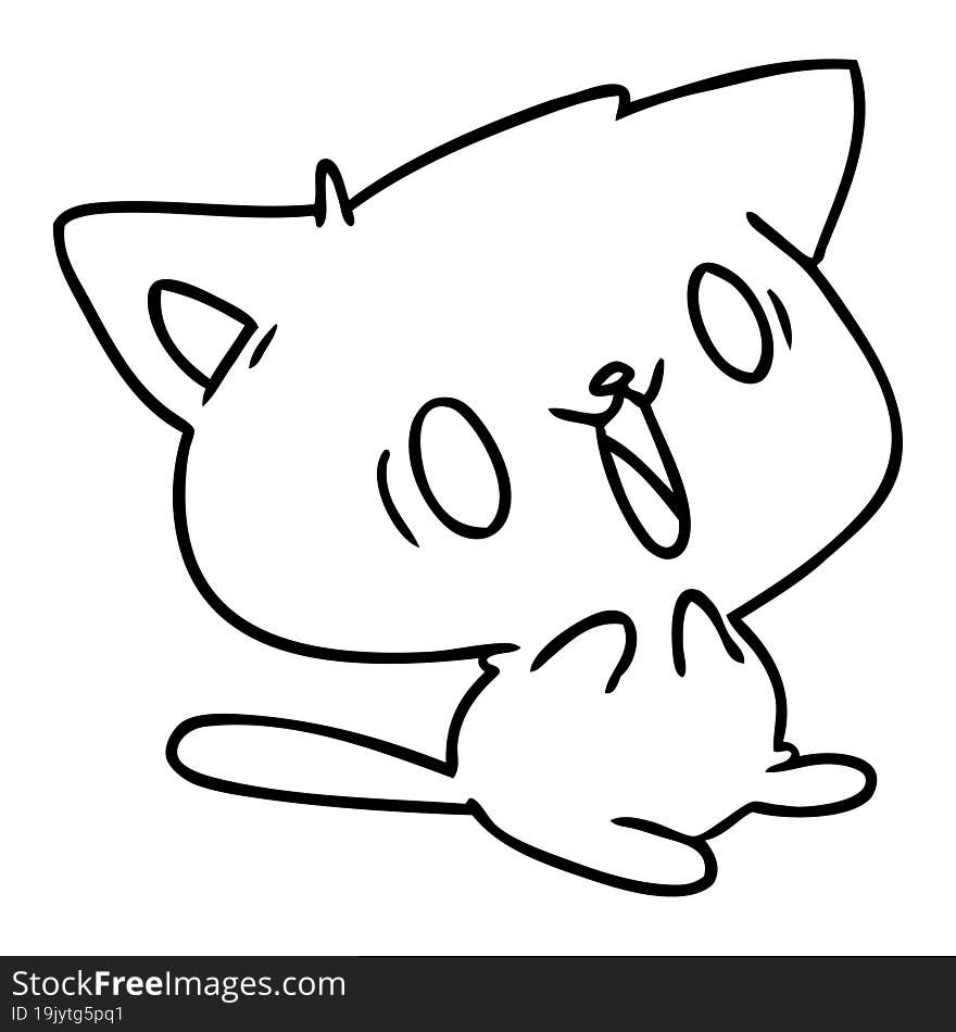 line drawing illustration of cute kawaii cat. line drawing illustration of cute kawaii cat