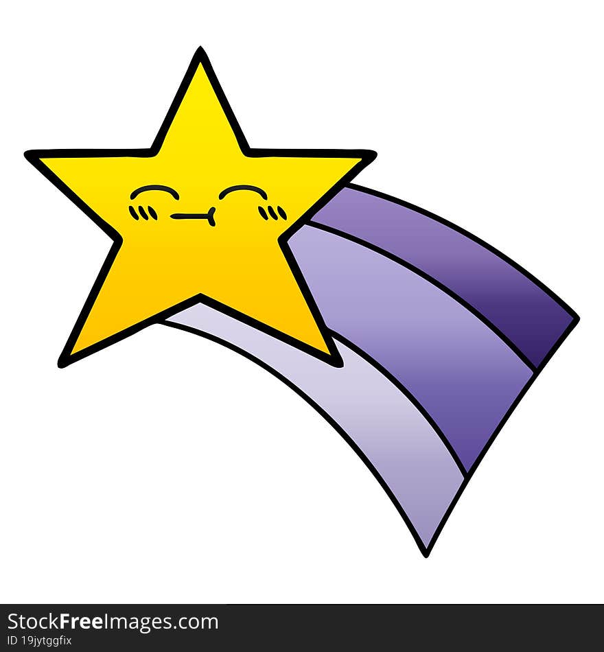 gradient shaded cartoon shooting rainbow star