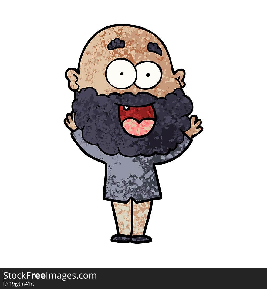 cartoon crazy happy man with beard. cartoon crazy happy man with beard