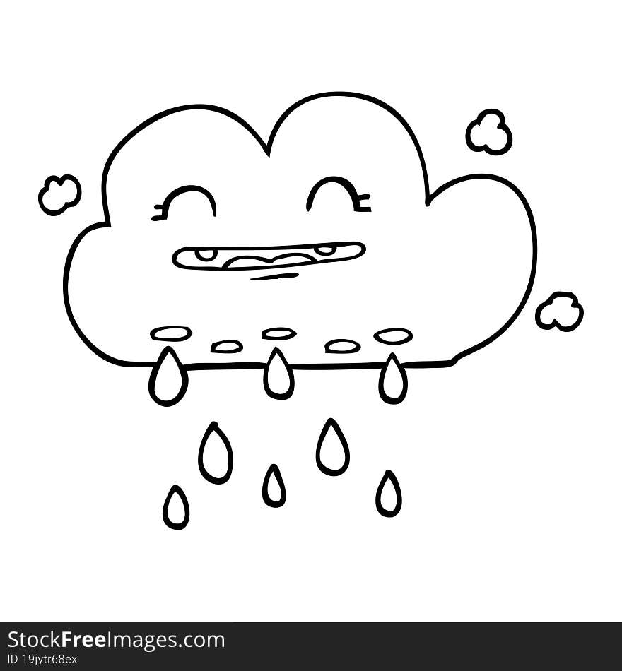 Line Drawing Cartoon Rain Cloud