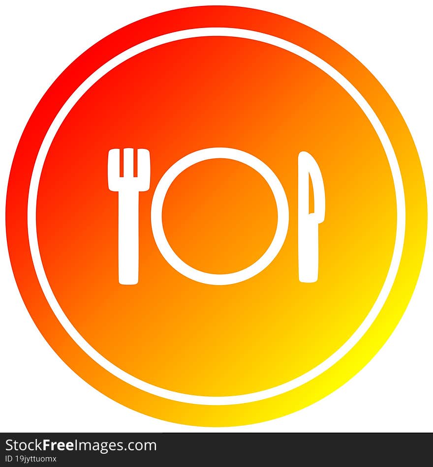 knife fork and plate circular in hot gradient spectrum