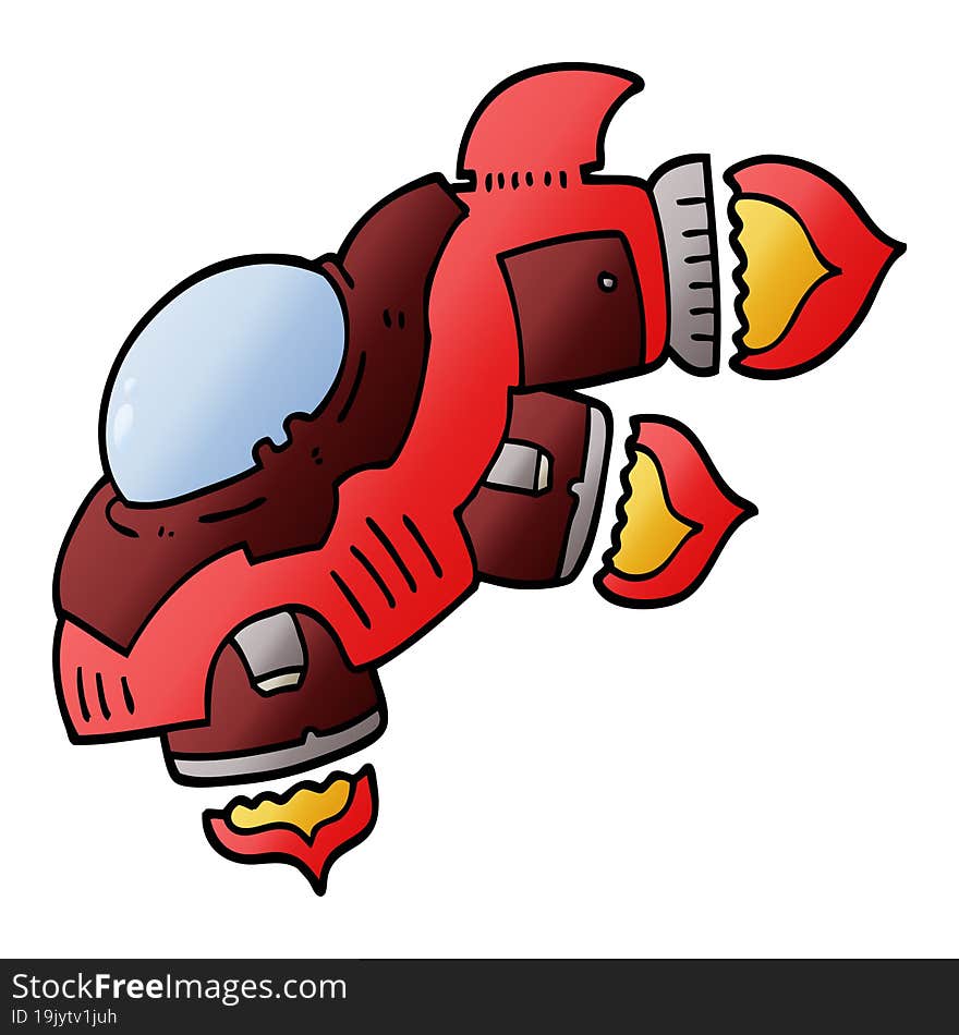 vector gradient illustration cartoon space ship