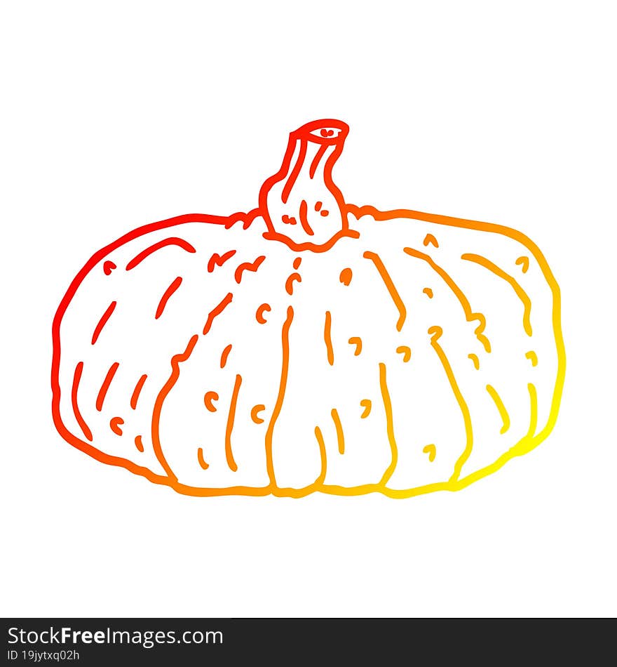 warm gradient line drawing of a cartoon pumpkin