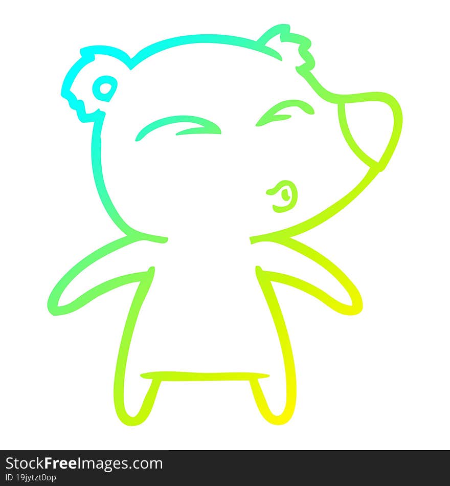 cold gradient line drawing cartoon whistling bear