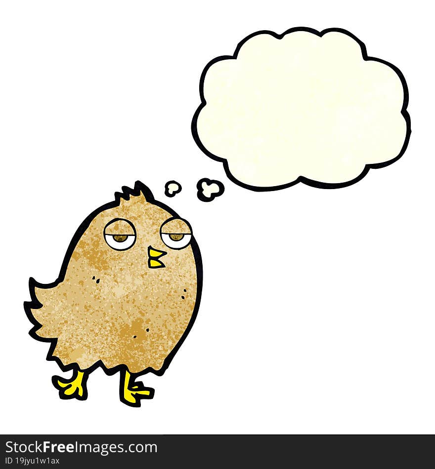 Funny Cartoon Bird With Thought Bubble