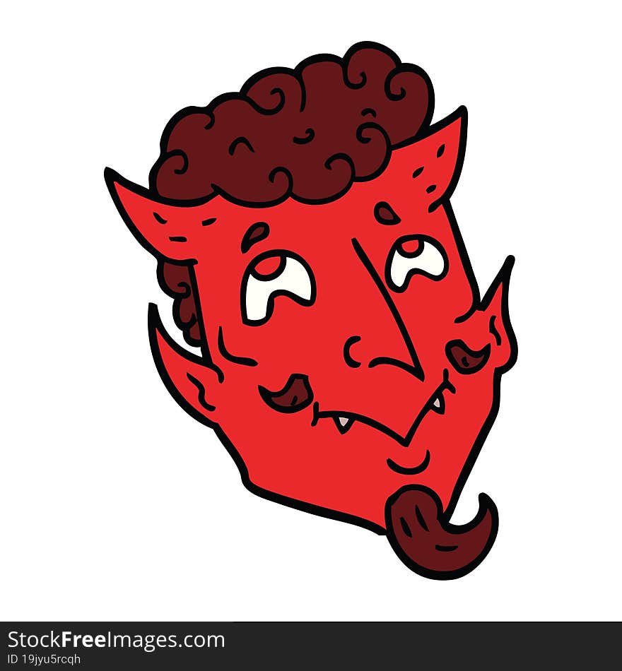 cartoon doodle devil face