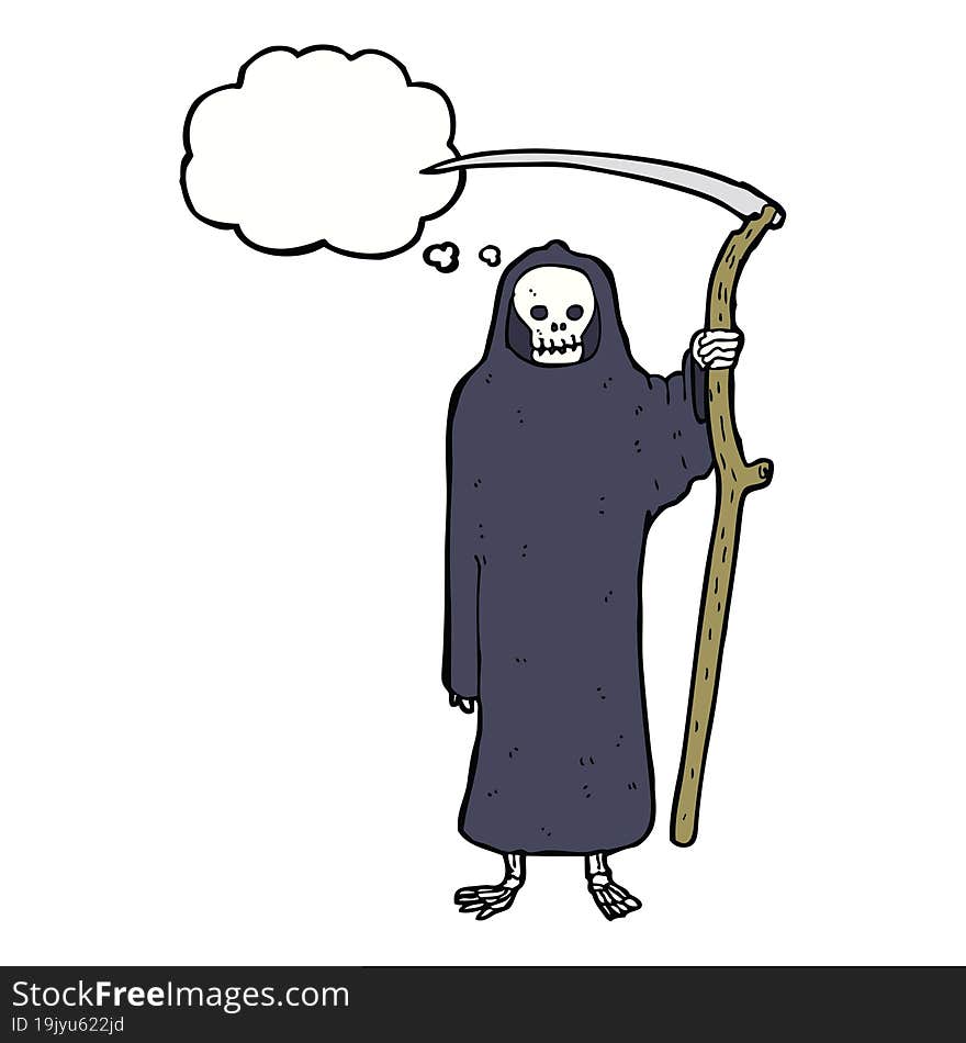 Death Cartoon With Thought Bubble