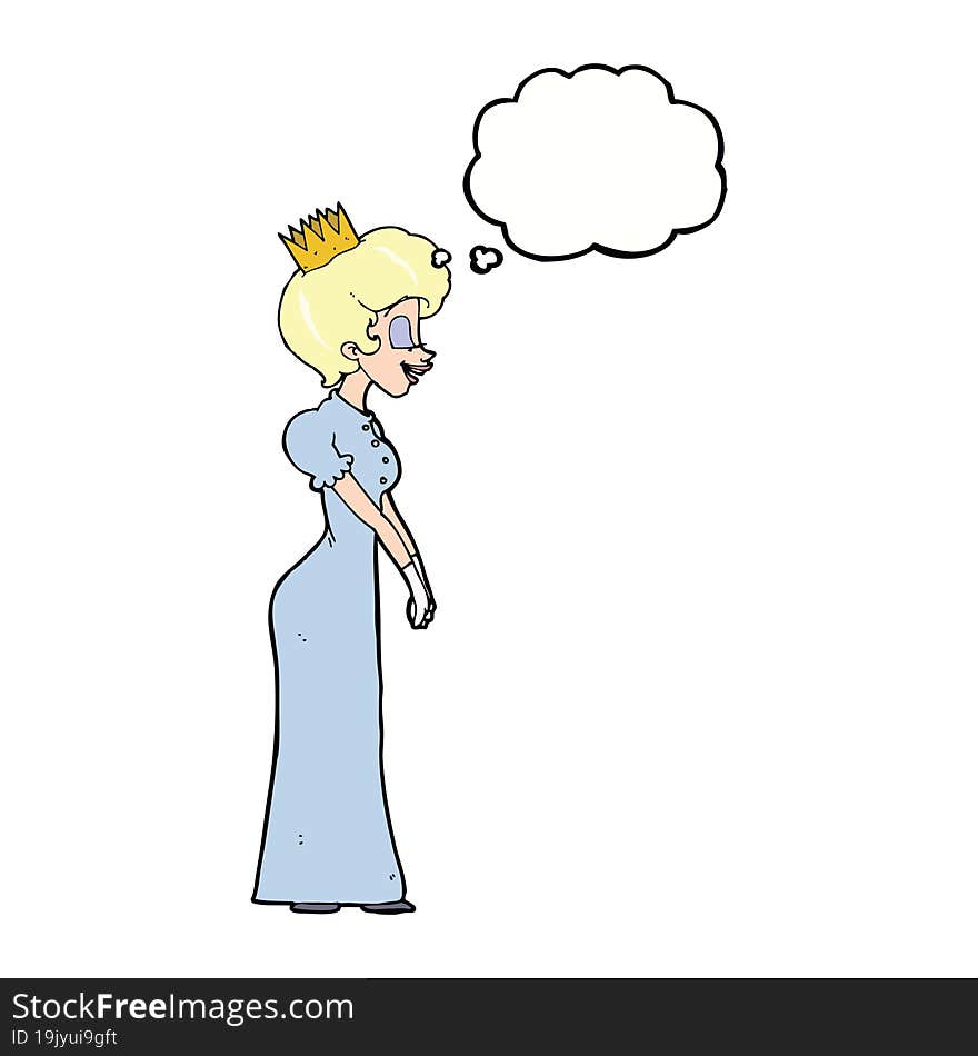 cartoon princess with thought bubble