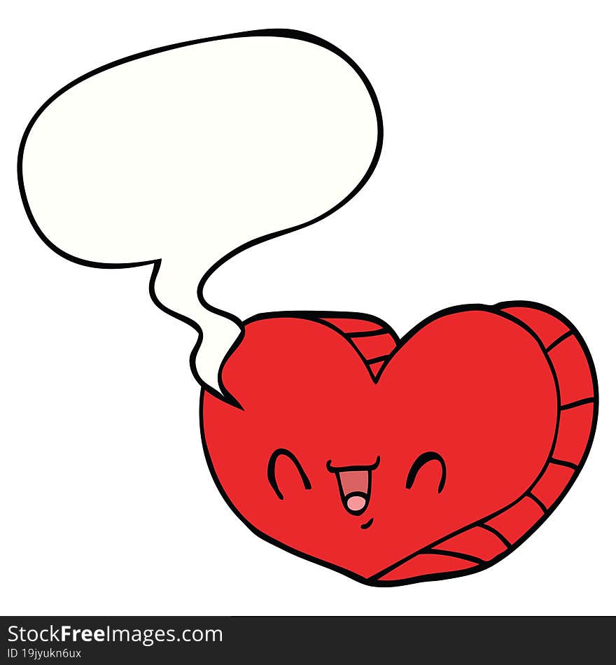 cartoon love heart and speech bubble