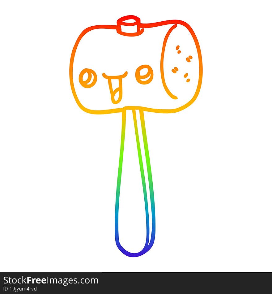 rainbow gradient line drawing cartoon mallet