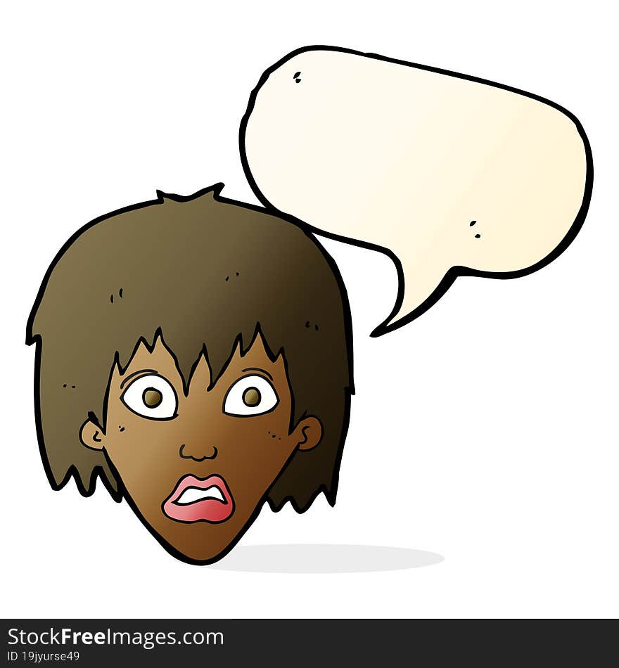 Cartoon Frightened Woman With Speech Bubble