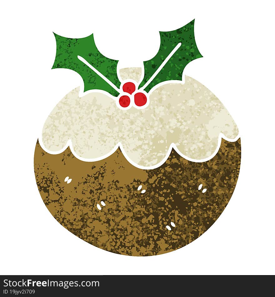 Quirky Retro Illustration Style Cartoon Christmas Pudding