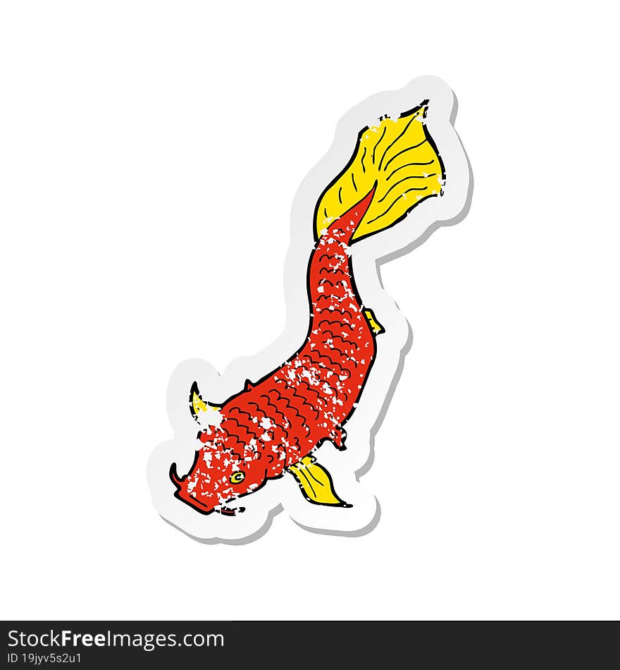 retro distressed sticker of a cartoon fish