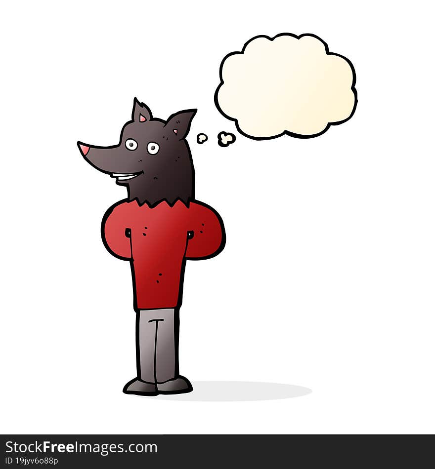 Cartoon Wolf Man With Thought Bubble